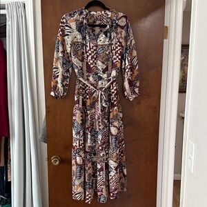 Soft Surroundings Long Sleeve Dress - Brown and Cream